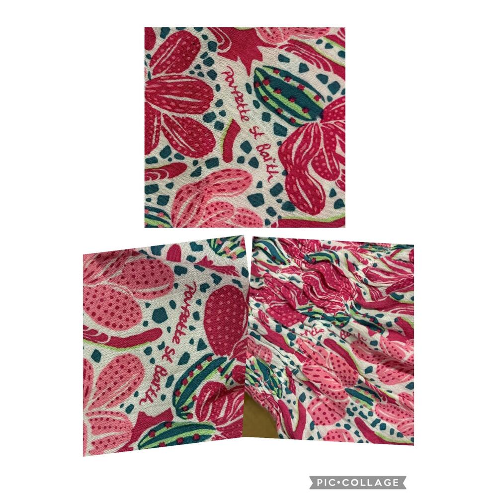 Poupette St Barth Becky Pink Kaktus Print Button Front Short Sleeve Maxi Dress - Picture 11 of 14